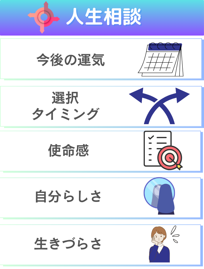 人生相談の占い|今後の運気、選択タイミング、使命感、自分らしさ、生きづらさ