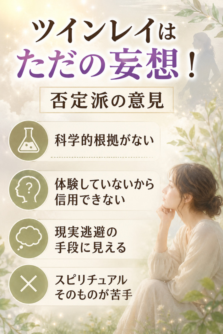 「ツインレイはただの妄想！」否定派の意見・科学的根拠がない・体験していないから信用できない・現実逃避の手段に見える・スピリチュアルそのものが苦手
