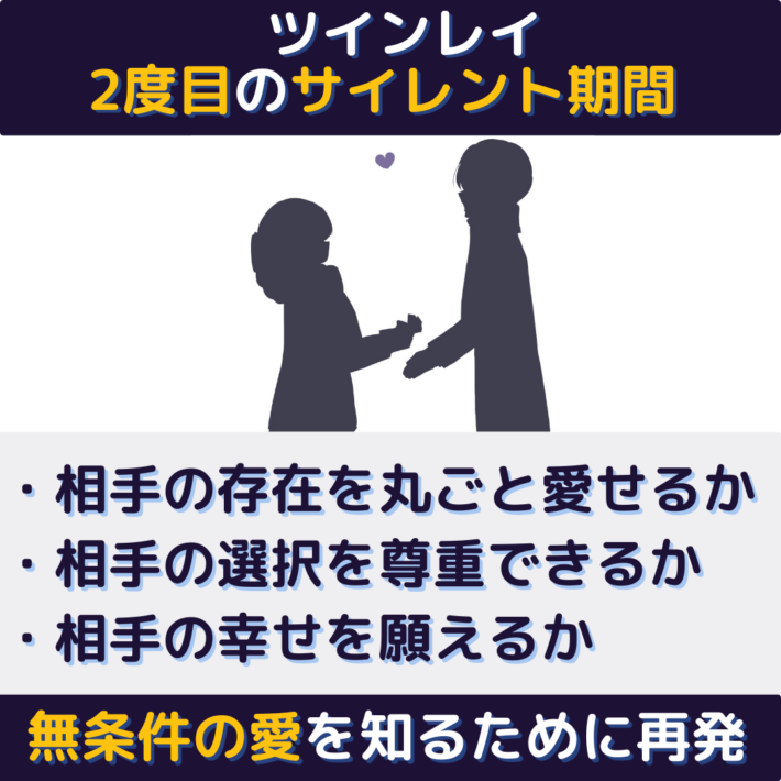 ツインレイの２度目のサイレント期間は、無条件の愛を知るために再発する。相手の存在を丸ごと愛せるか、相手の選択を尊重できるか、相手の幸せを願えるか